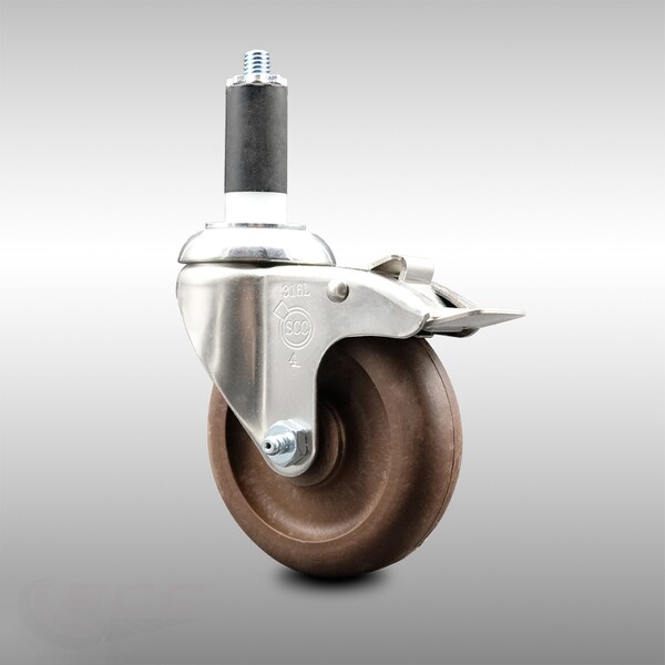Service Caster 4 Inch 316SS High Temp Glass Filled Nylon 1-3/8 Inch Stem Caster Lock Brake SCC SCC-SS316TTLEX20S414-GFNSHT-138 - main